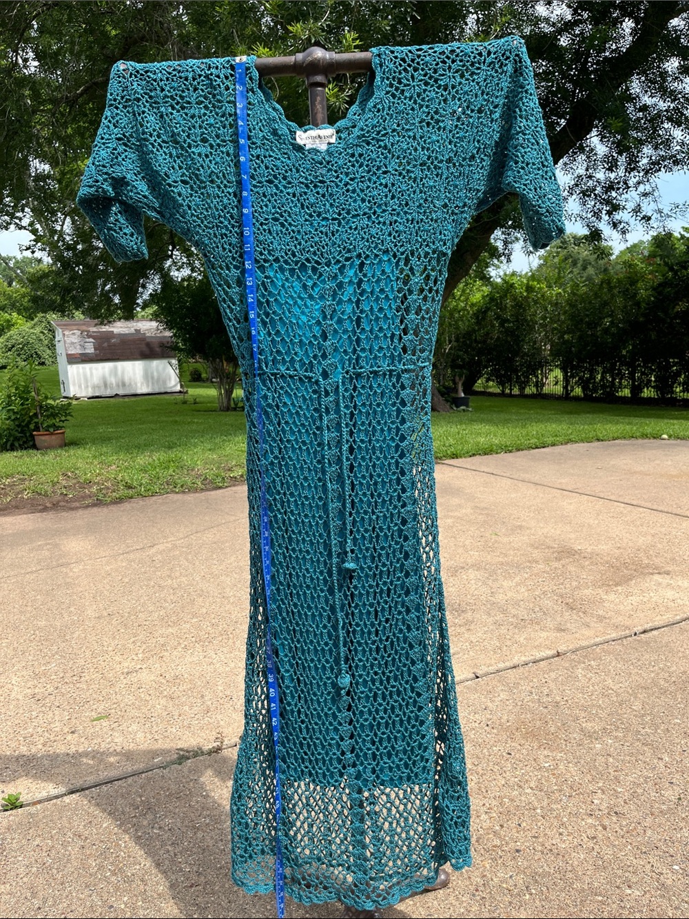 Teal Crochet Knit Maxi Dress